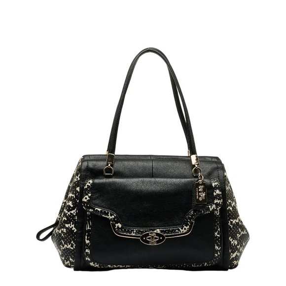 Coach Carriage Handbag Shoulder Bag 27841 Black White Leather Women's COACH - Picture 2 of 9